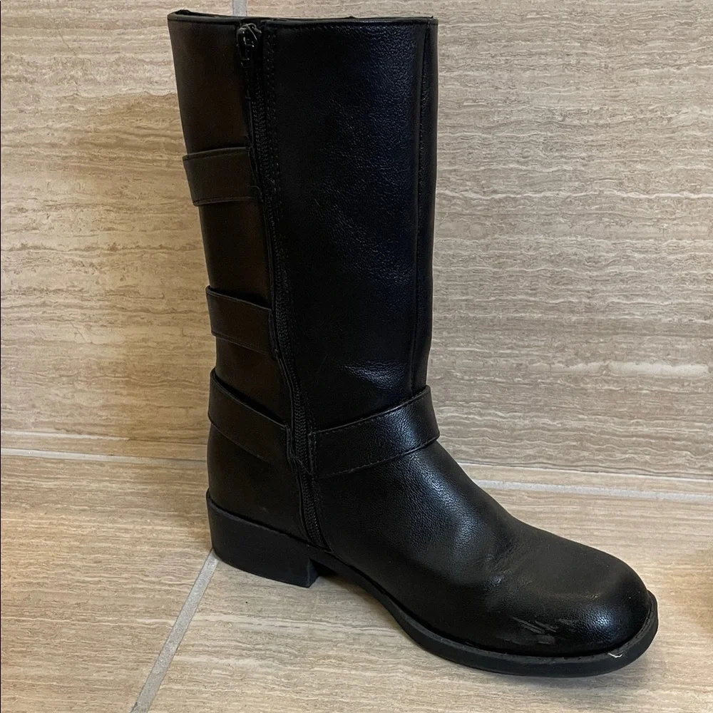 ART CLASS UGC Girls Size 5 Black Moto Boots zip up faux buckle